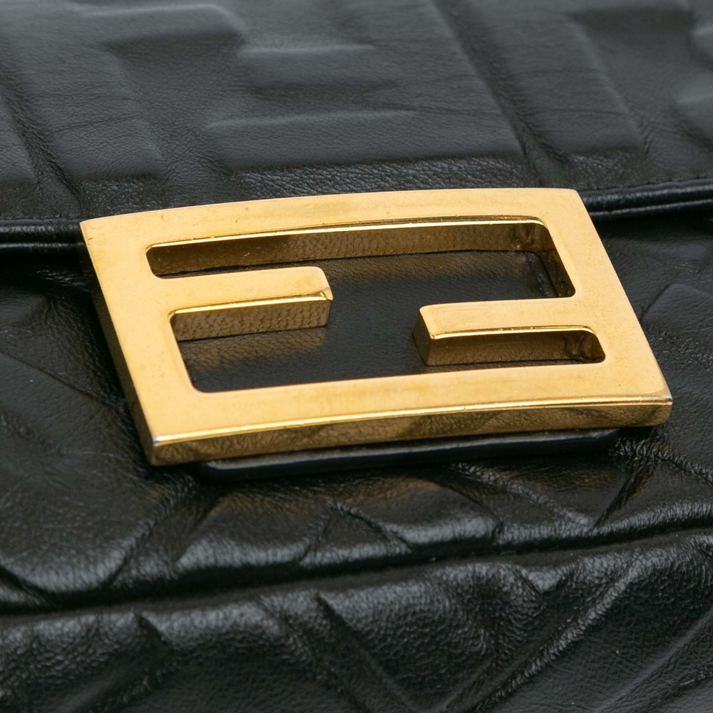 Pre-Loved Fendi Mini Zucca Embossed Leather Baguette Satchel - Picture 8 of 10
